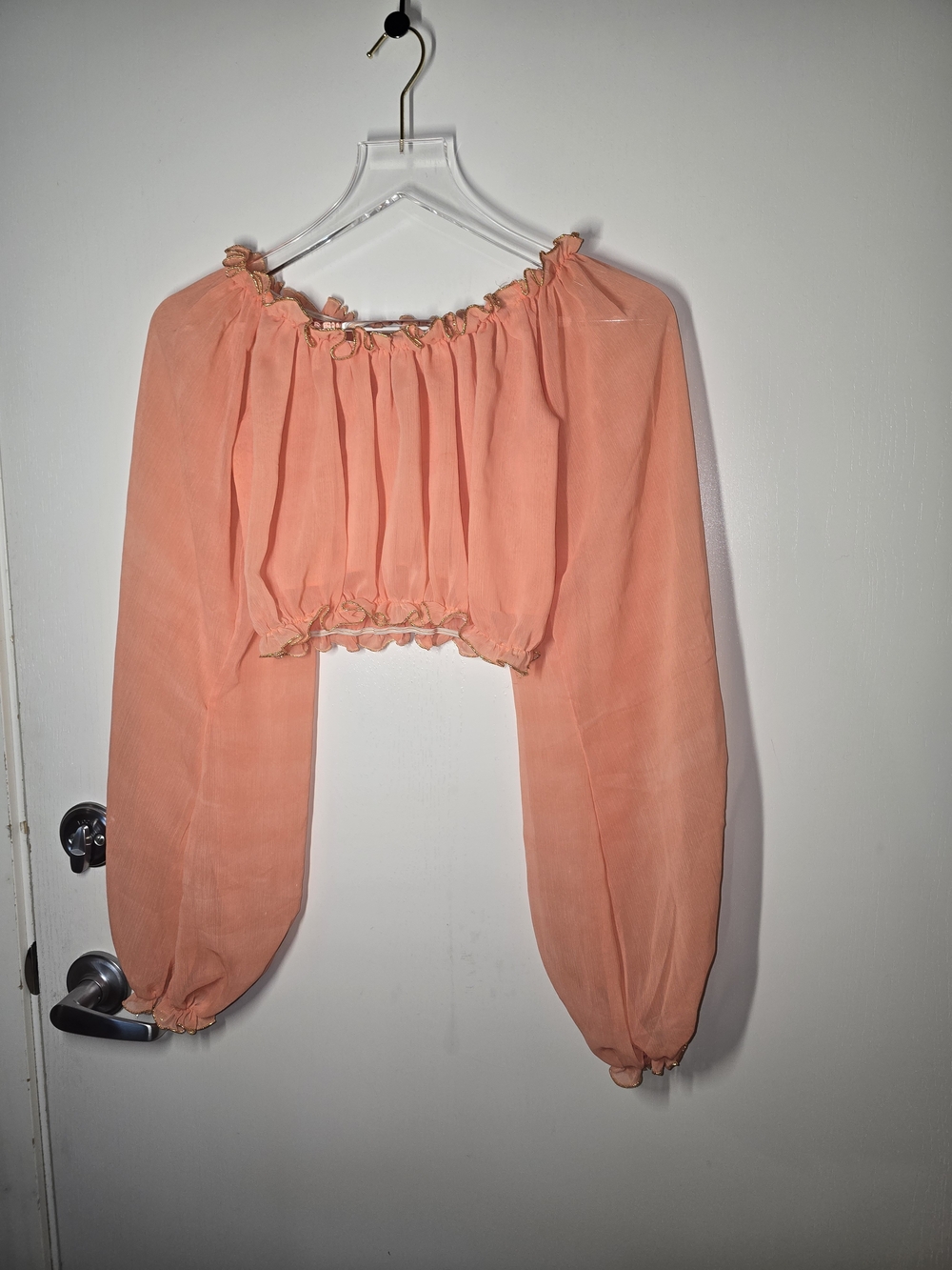 Kids DANCE Peach Long Sleeve Cropped Top